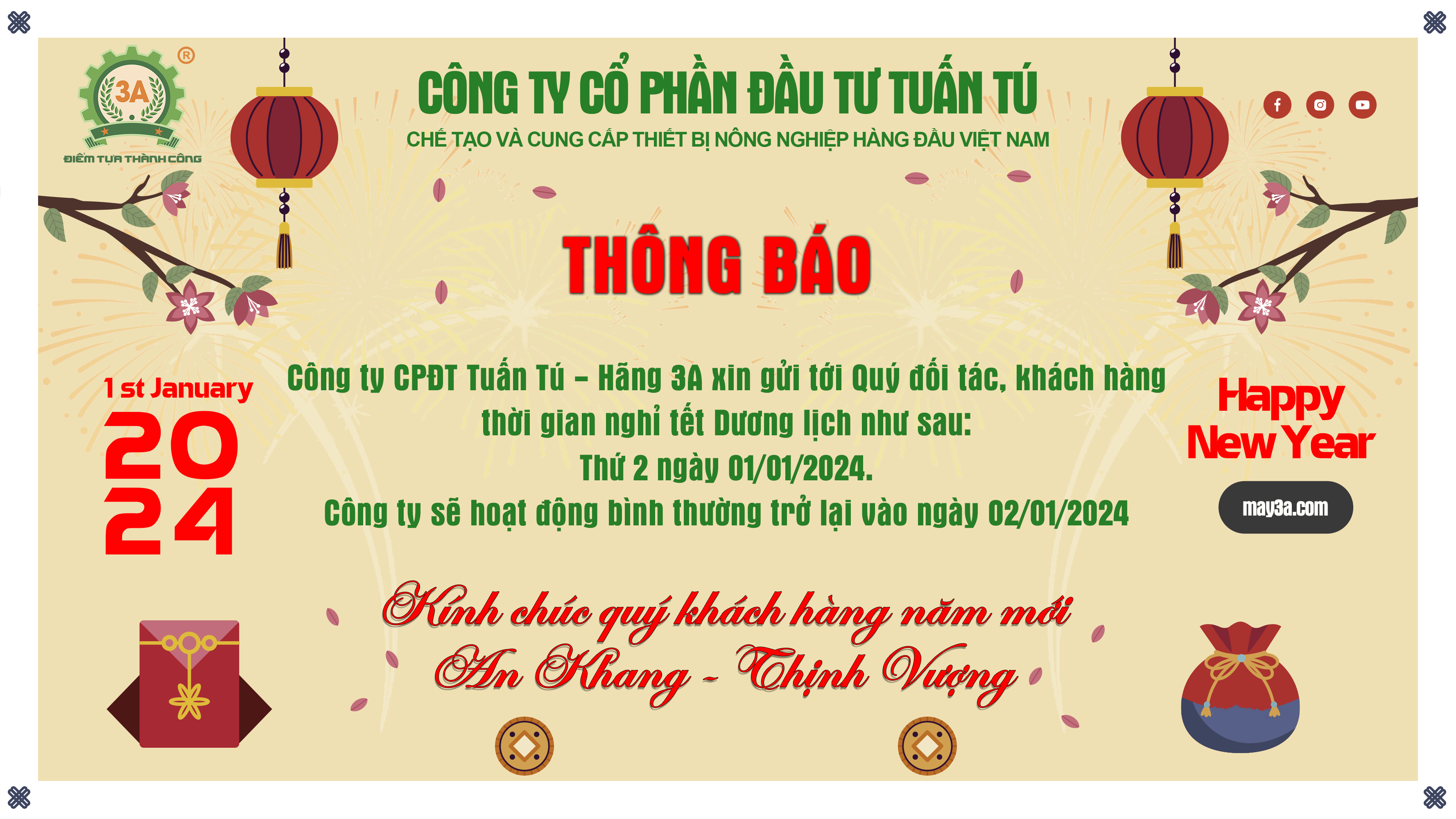 Lịch nghỉ tết Dương lịch 2024